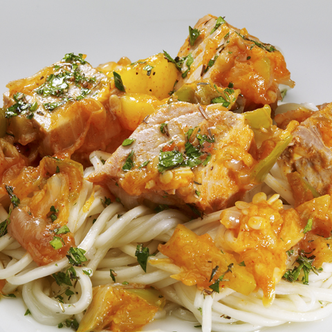 Imagen Fideos chinos con atún Campos y calabaza